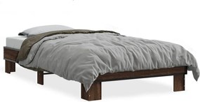 vidaXL barna tölgyszínű szerelt fa és fém ágykeret 90 x 190 cm