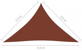 terrakotta háromszögű oxford-szövet napvitorla 2,5x2,5x3,5 m