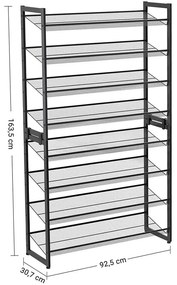 8-szintes fém cipőtartó, 2 egymásra rakható 4-szintes cipő rendszerező készlet
