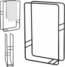 Állvány Törölközőtartó Loft Fekete Fém Álló Fürdőszoba Szárító