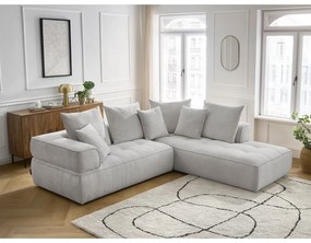 Világosszürke zsenília sarokkanapé (jobb oldali-L alakú) Whesley – Bobochic Paris