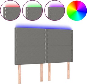 vidaXL sötétszürke szövet LED-es fejtámla 144x5x118/128 cm