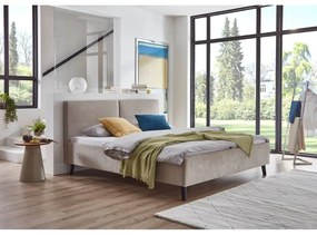 Bézs kárpitozott franciaágy ágyráccsal 180x200 cm Piano – Meise Möbel