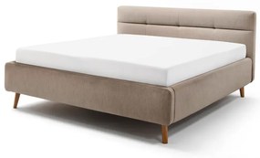 Bézs kárpitozott franciaágy tárolóhellyel ágyráccsal 160x200 cm Lotte – Meise Möbel