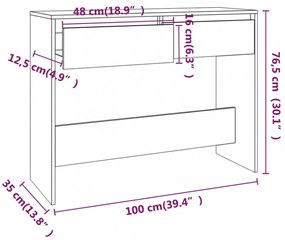 füstös tölgy színű szerelt fa tálalóasztal 100x35x76,5 cm