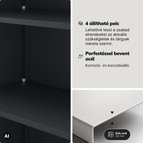 Zárható kartotékszekrény iratokhoz, antracit-piros, 450x1850x400 mm: ALEX