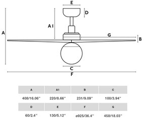FARO 34281WT-11L KLIMS mennyezeti ventilátor 1xE27/15W/230V fenyő/fehér, 92,5 cm