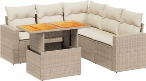 vidaXL 6 részes bézs polyrattan kerti ülőgarnitúra párnával
