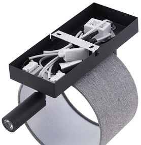 Modern fali lámpa fekete szürke kerek és olvasólámpával - Puglia