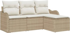 vidaXL Kerti Kanapé Szett tárolóval 4 pcs Bézs polirattan