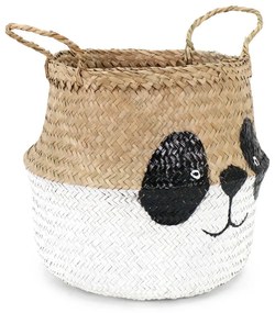 Fehér-natúr színű tengerifű játéktároló kosár ø 25x24 cm Panda – Compactor