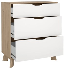 Fehér-natúr színű komód tölgyfa dekorral 79x92x40 cm Ikast – Tvilum