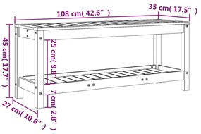 fehér tömör fenyőfa kerti pad 108x35x45 cm
