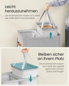 SONGMICS szennyestartó kosár 170 L, 56 × 40 × 75 cm, szürke