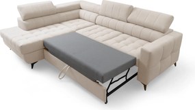 Nardo L sarokkanapé ágyfunkcióval balos - bézs plüss Pretty 03