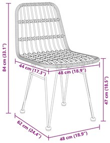 3 darabos kerti étkező szett Fekete Poli Rattan