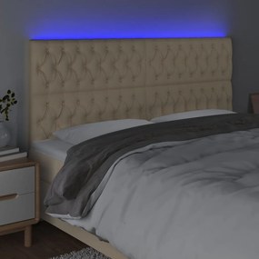 krémszínű szövet LED-es fejtámla 180x7x118/128 cm