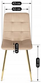 Krémszínű Bársony Étkezőszék YORK