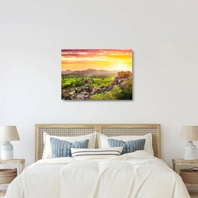 Kép a Hampi-völgyről Indiában (üvegen) (70x50 cm)