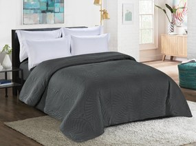LEAVES sötétszürke ágytakaró mintával Méret: 220 x 240 cm