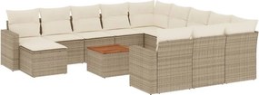 vidaXL 13 részes bézs polyrattan kerti ülőgarnitúra párnákkal