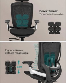 SONGMICS Ergonomikus szék, állítható, dönthető irodai szék, fekete