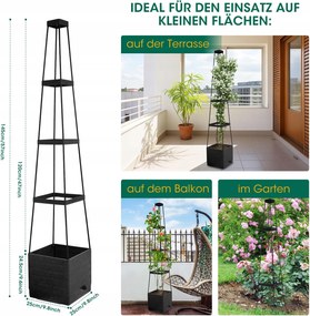 Mymulike Kúszónövény tartó 150 cm virágtartó dobozzal, szürke