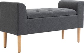 HOMCOM Kárpitozott Tároló Ottoman Pad Karfával, Tároló Pad Hálószobába, Előszobába, Nappaliba, 130 Kg-ig, Méretek: 116 x 44 x 58 cm (Sötétszürke) | Ao