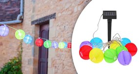 10 db-os, színes, szolár lampionfüzér