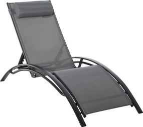Outsunny Kortárs Tervezésű Kerti Napozóágy, Dönthető, Több Pozíciós Szék, Levehető Fejtámlával, Alumínium, Textilene, méretek: 171L x 64W x 82H cm, Sz