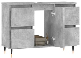 Betonszürke szerelt fa fürdőszobaszekrény 80 x 33 x 60 cm