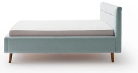 Világoskék kárpitozott ágyneműtartós franciaágy ágyráccsal 140x200 cm Lotte – Meise Möbel