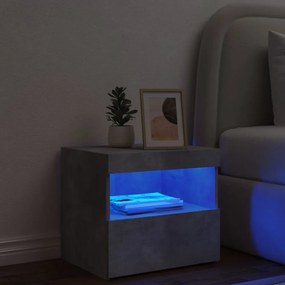 betonszürke éjjeliszekrény LED-világítással 50 x 40 x 45 cm