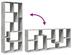 betonszürke szerelt fa elválasztó könyvespolc 67x25x161,5 cm