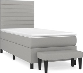vidaXL világosszürke szövet rugós ágy matraccal 90x190 cm