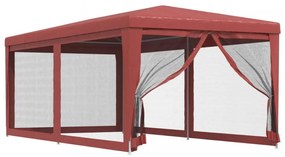 piros HDPE rendezvénysátor 6 hálós oldalfallal 3 x 6 m