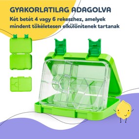 Klarstein Schmatzfatz junior tízórais doboz, 6 rekesz, 21,3 x 15 x 4,5 cm, BPA mentes