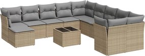 vidaXL 12 részes bézs polyrattan kerti ülőgarnitúra párnákkal