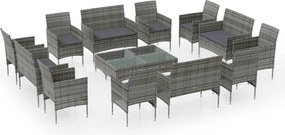 vidaXL 16 részes szürke polyrattan kerti ülőgarnitúra párnákkal