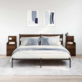 2 db barna tölgy éjjeliszekrények 2 fiókkal 38x34x80 cm