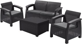 Allibert Kerti rattan bútor készlet CORFU BOX Antracit