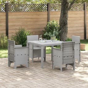 5 Darabos Kerti Étkező Szett Világos Szürke Poly Rattan