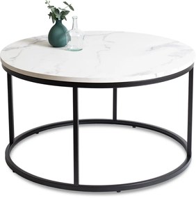 Dohányzóasztal Fehér Márvány/Fekete Színben. CONNY MAX