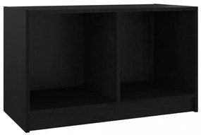 fekete tömör fenyőfa TV-szekrény 70 x 33 x 42 cm