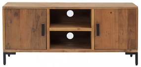 barna tömör újrahasznosított fenyőfa TV-szekrény 110x35x48 cm