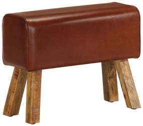 barna valódi bőr és tömör mangófa tornapad 58 cm