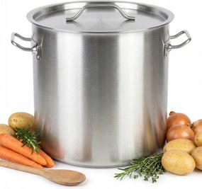 Acél Fazék 26L-ES Fém Fedővel Főzéshez Ezüst 32,5 CM