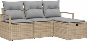 vidaXL Kerti Kanapé Szett párnával tárolóval 4 pcs Bézs Poli rattan