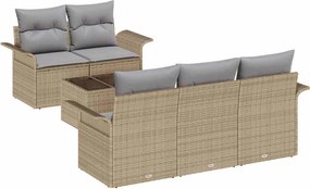 vidaXL Kanapé Szett párnával 6 pcs Bézs polirattan