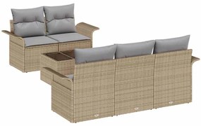 vidaXL Kanapé Szett párnával 6 pcs Bézs polirattan